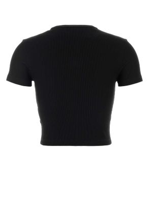 Fendi Logo-Appliqu&eacute; Ribbed Cotton T-Shirt - Black