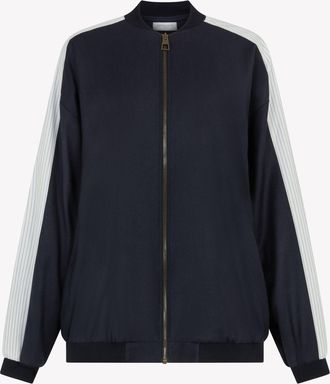 Serena Bute Cashmere Blend Bomber Jacket - Navy Blue