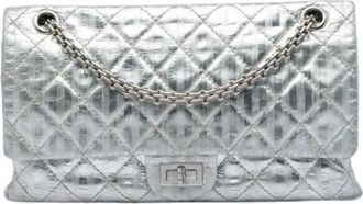Chanel Pre-owned Double Flap Shoulder Bag - Dames - Vintage Schoudertas - Grijs - ONE Size - Leer - Vintage