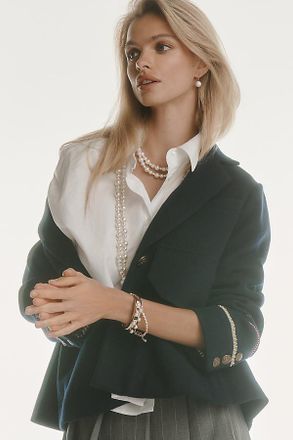 Maeve Embellished Cuff Peacoat Jacket