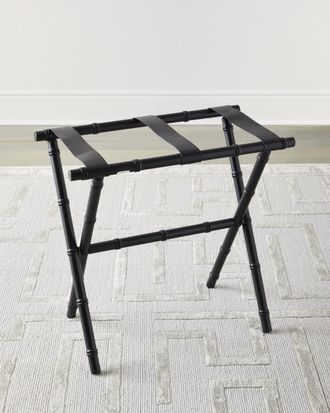 Gate House Furniture Bamboo Inspired Luggage Rack with Leather Straps