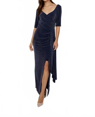 Frank Lyman Design Maxi Wrap Dress With Jewels In Navy