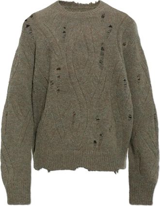 AllSaints Niko Trui - Heren - Ronde hals truien - Grijs - XL - Wol - Truien & Vesten