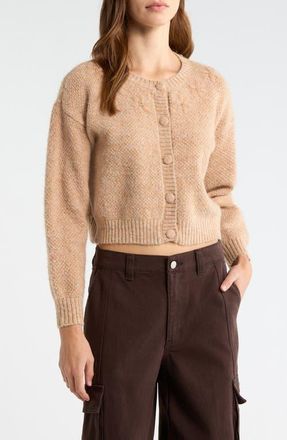 All in Favor Floral Embroidered Cardigan in Taupe at Nordstrom, Size X-Small