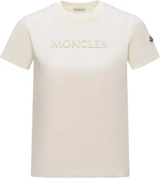Moncler Embroidered Tonal Logo Cotton T-shirt White Size XL