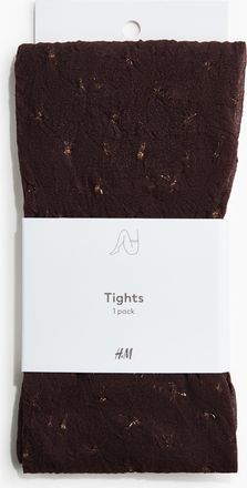 H&M Glitzernde Strumpfhose aus Plumetis - Brown