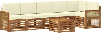 vidaXL Conjunto De Sof&aacute;s De Exterior 6 Uds. Natural Y Crema Vidaxl