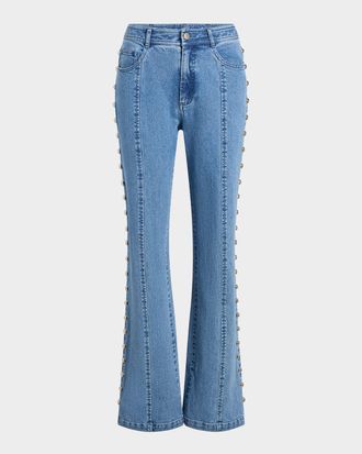 Cinq &agrave; Sept Shailene Studded Flare Jeans