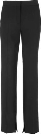 Stella McCartney Broeken, Dames, Zwart, L, Leer, Slim-fit broek met split aan de zoom