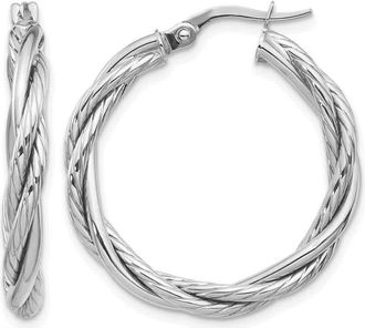 Diamond2Deal 10K Gold Round Shape Twisted Hoop Earrings