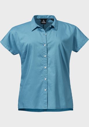 Sch&ouml;ffel Outdoorbluse SCH&Ouml;FFEL Blouse Palma L, Damen, Gr. 38, blau (8225, blau), Oberstoff : 69% Baumwolle 25% Nylon 6% Hanf, bequem, V-Ausschnitt, Blusen Outd