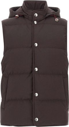 Eleventy Wol en Nylon Gilet - Heren - Bodywarmers - Bruin - 2XL - Wol - Jassen