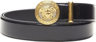 Versace Medusa Biggie Crystal Medallion Coin Leather Belt