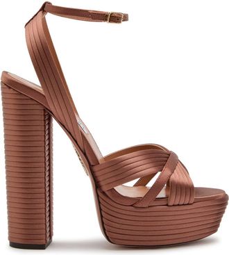 Aquazzura Aquazzura Sundance 140 Satin Platform Sandals - Brown - 40 (IT40 / UK7)