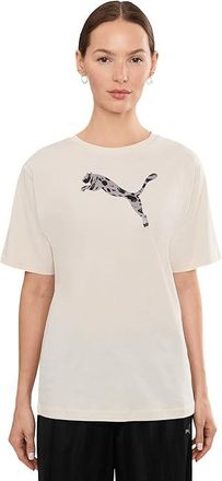 Puma Essentials Graphics Animal Print Relaxed T-Shirts Womens Workout Alpine Snow : LG, Cotton