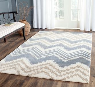 Safavieh Capri Hand Made Area Rug, Blue / Ivory Contemporary Style Non-Shedding