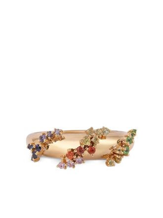 Ananya 18K yellow gold Scatter sapphire and diamond ring - women - Yellow Gold/Pink Sapphire/Diamond - 7