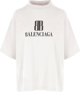 Balenciaga T-shirt in cotone con logo - Bianco