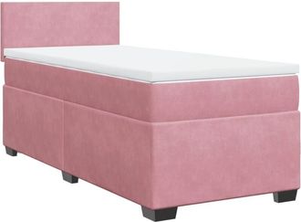 vidaXL Box Spring Bed with Mattress Pink 100x200 cm Velvet Vidaxl