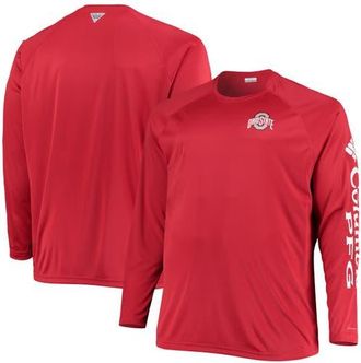 Columbia Mens Columbia Scarlet Ohio State Buckeyes Big & Tall Terminal Tackle Raglan Omni-Shade Long Sleeve T-Shirt at Nordstrom, Size Xxx-Large