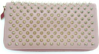 Christian Louboutin Pink Leather Long Wallet (Bi-Fold) (Pre-Owned)