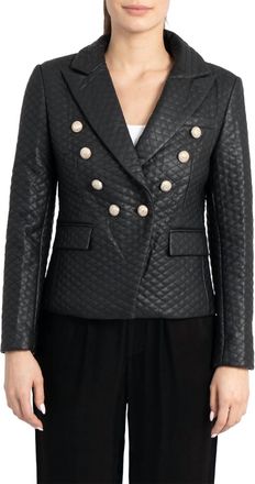Love Token Tess Faux Leather Blazer In Black