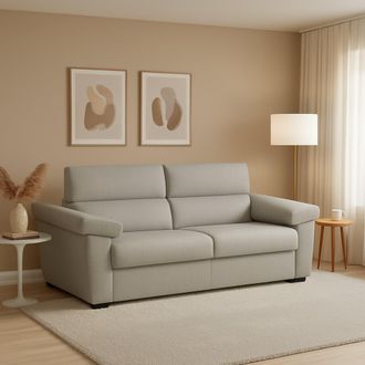 Dmora Sof&aacute; Fijo 3 Plazas Giffone, Desenfundable, Lavable, Hecho En Italia, Brazos, 225x95 Cm Gris Claro