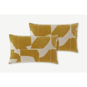 MADE.COM Juego de 2 cojines Rudzi, 30 x 50 cm, color canela
