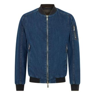Moorer Bomber Jackets, male, Blue, Size: M Lightweight Denim Jacket