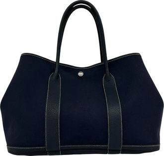 Herm&egrave;s Black Navy Buffalo Leather Toile H Handbag Tote Bag (Pre-Owned)