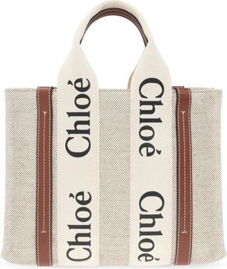 Chlo&eacute; Kleine Woody Tote Bag - Dames - Handtassen - Wit - ONE Size - Leer - Tassen