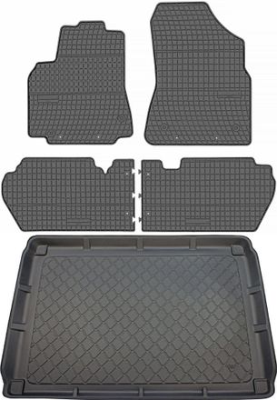 OEM Peugeot Partner Ii Kombivan Del 2008-08.2018 Set - Alfombrillas De Goma + Alfombrilla Maletero