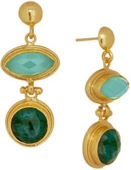 Ottoman Hands Melis Aqua and Emerald Drop Earrings in Gold at Nordstrom