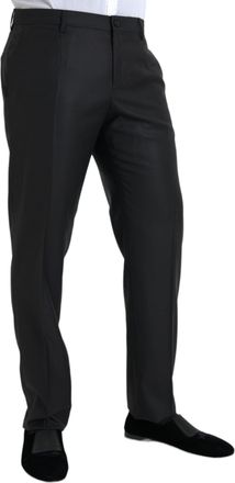 Dolce & Gabbana Mens Black Wool Silk Skinny Dress Pants