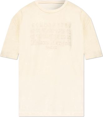 Maison Margiela T-shirt met Geborduurd Logo - Heren - T-shirts - Beige - XS - Katoen - Tops