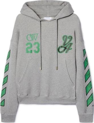 Off-white SS24 Varsity Skate Hoodie Melange Grey College Green OMBB085S24FLE0140655