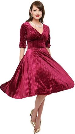 Unique Vintage Half Sleeve Surplice Delores Swing Dress in Merlot at Nordstrom, Size Small