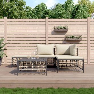 vidaXL Vidaxl - Juego De Muebles De Jard&iacute;n 5 Pzas Cojines Antracita Rat&aacute;n Pe