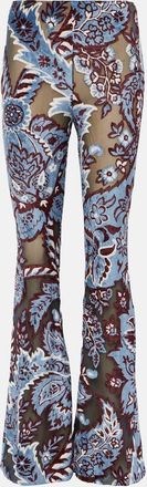 Etro Floral velvet jacquard flared pants