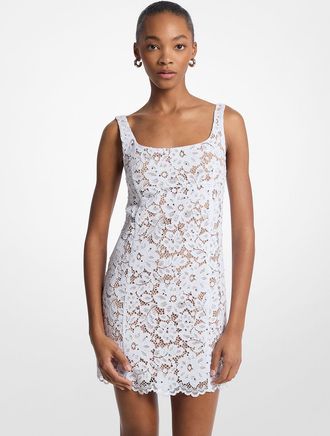 Michael Kors Studded Corded Floral Lace Mini Dress