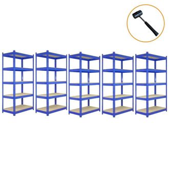 MonsterShop Q-Rax 3 x 90cm & 2 x 120cm Blue Metal Racking Units | Size: 3 x 90 cm