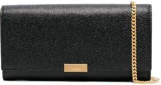 Thom Browne pebbled leather clutch bag - women - Calf Leather/Polyester - One Size - Black