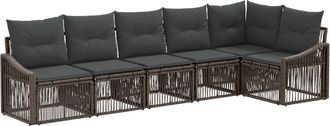 vidaXL Conjunto De Sof&aacute;s De Jard&iacute;n 6 Uds. Gris Rat&aacute;n Sint&eacute;tico Vidaxl