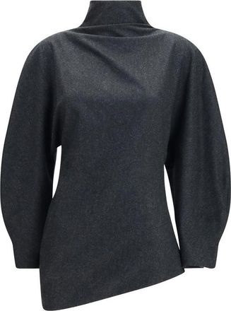 Khaite Gray Wool Oves Aries Womens Blouse