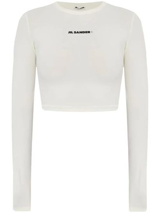 Jil Sander logo-print bikini top - women - Spandex/Elastane/Polyamide - M - White