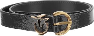 Pinko Love Birds Leren Riem - Dames - Riemen - Zwart - L - Leer - Accessoires