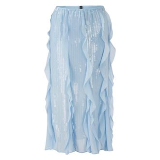 Marc Cain Rokken, Dames, Blauw, S, Pailletten, Paillettenrok met Volants