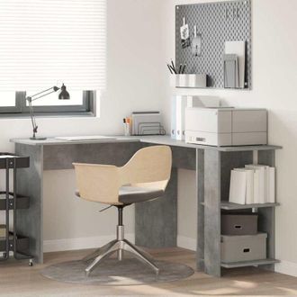 vidaXL Vidaxl - Escritorio Esquinero Con Estantes Con Estante Gris Hormig&oacute;n