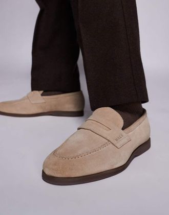 WALK LONDON Walk London - Angelo - Mocassini con mascherina in camoscio color pietra-Marrone