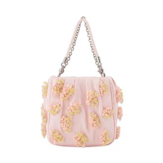 Self Portrait Satin Floral Beaded Tote Bag - female - Self Portrait - Handbags - Pink - ONE SIZE - Bags